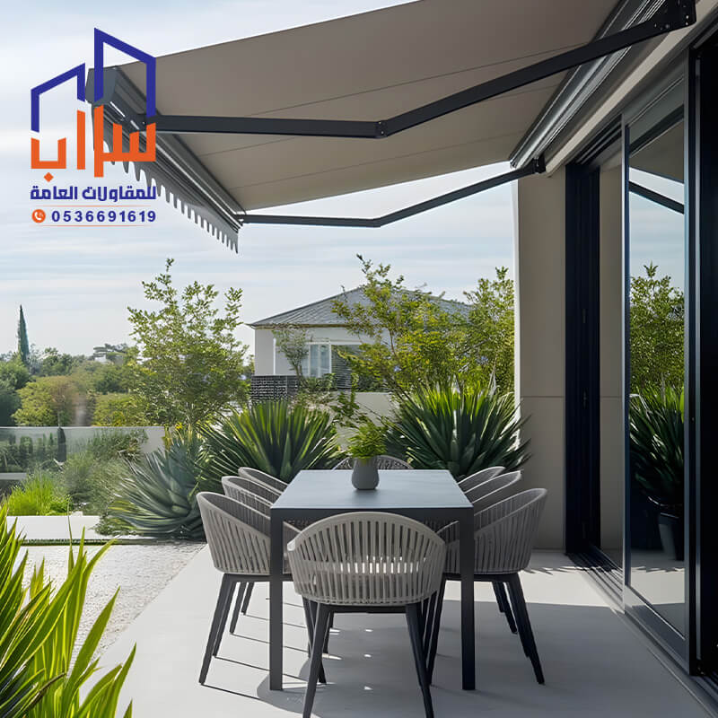 مظلة تتحرك بالريموت عن بعد تركيب مظلات كهربائية بالرياض مؤسسة سراب